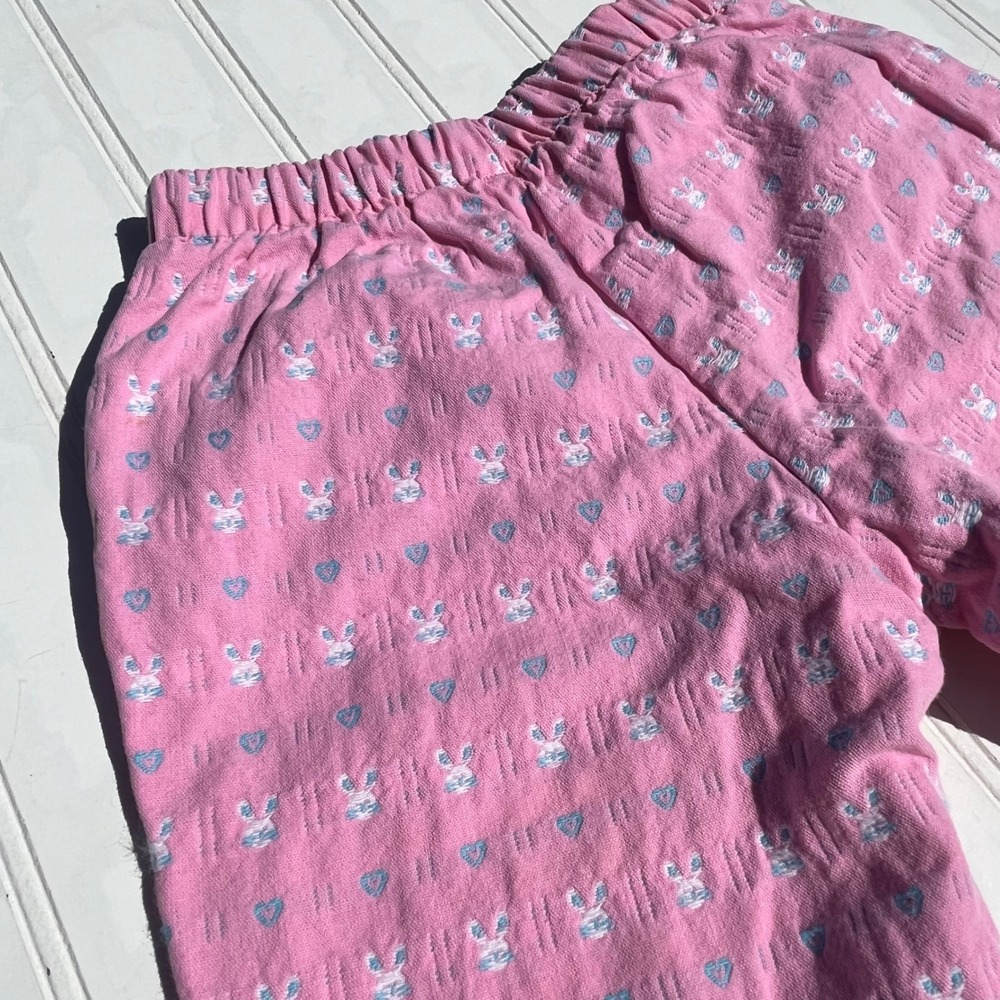 OshKosh Bgosh Vintage Pink Bunny Heart Print Pants 12M Baby Girl 100% Cotton - Picture 4 of 8
